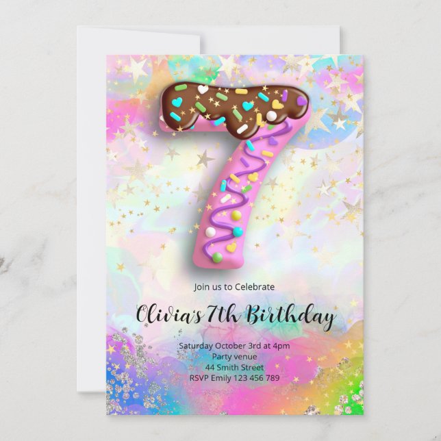 Invitation pour les 7 ans des filles (Devant)