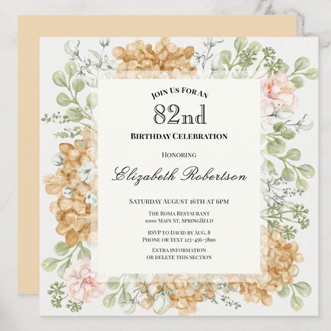 Invitation pour les 82 ans dans des couleurs d'aut (Créateur téléchargé)