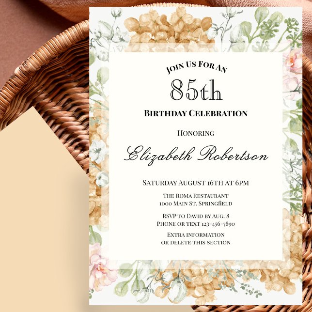 Invitation pour les 85 ans dans des couleurs d'aut (Créateur téléchargé)