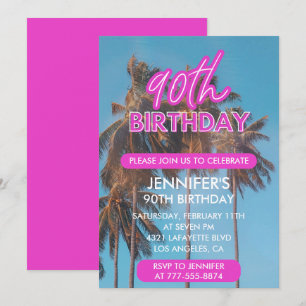 Invitation pour les 90 ans avec palmier tropical d