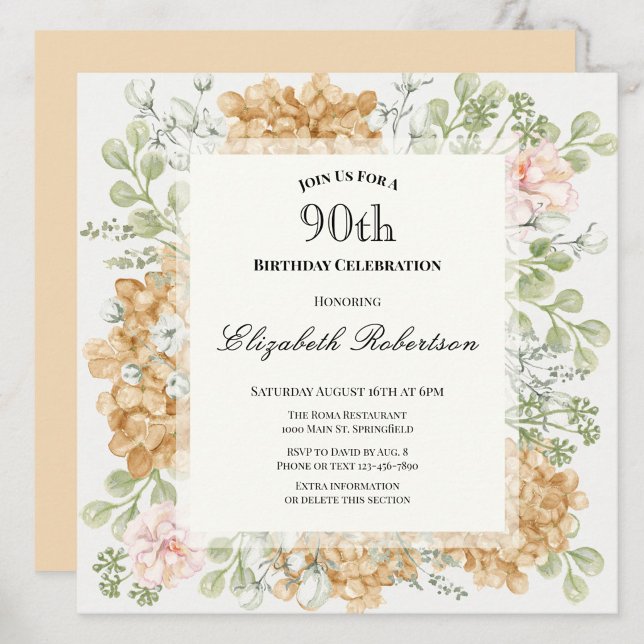 Invitation pour les 90 ans dans des couleurs d'aut (Créateur téléchargé)