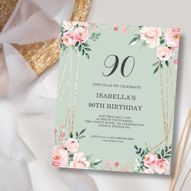 Invitation pour les 90 ans de Sage Floral, budget (Créateur téléchargé)