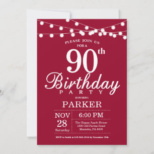Invitation pour les 90 ans Rouge Bourgogne