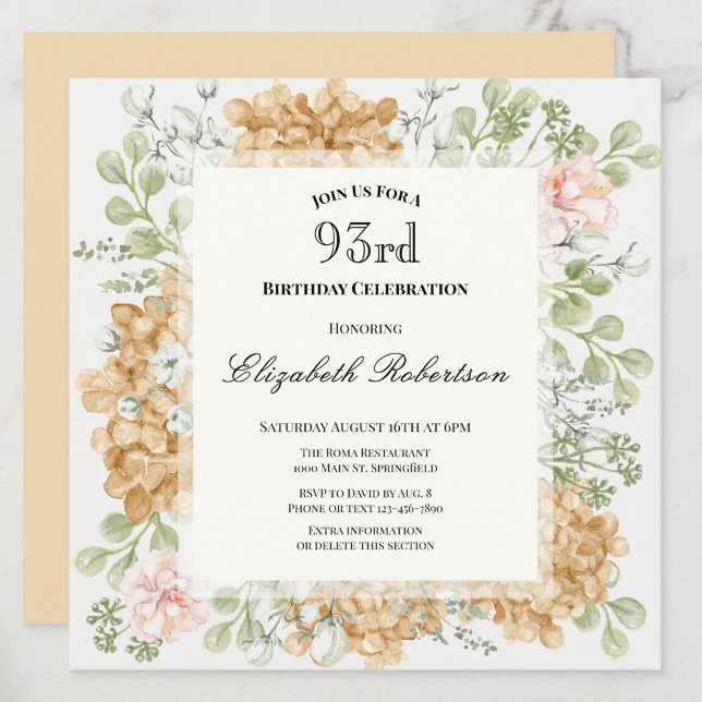 Invitation pour les 93 ans dans des couleurs d'aut (Créateur téléchargé)