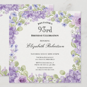Invitation pour les 93 ans Élégante Fleur Violette