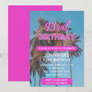 Invitation pour les 93 ans Été Rose Palmier
