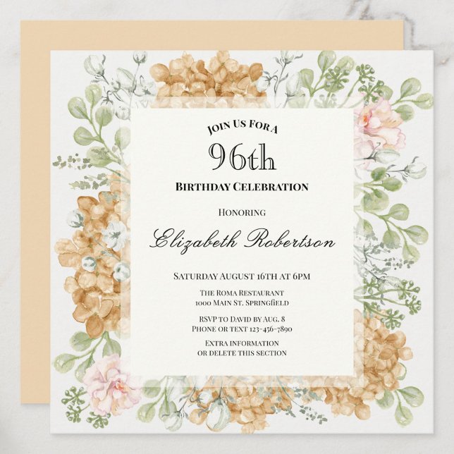 Invitation pour les 96 ans dans des couleurs d'aut (Créateur téléchargé)