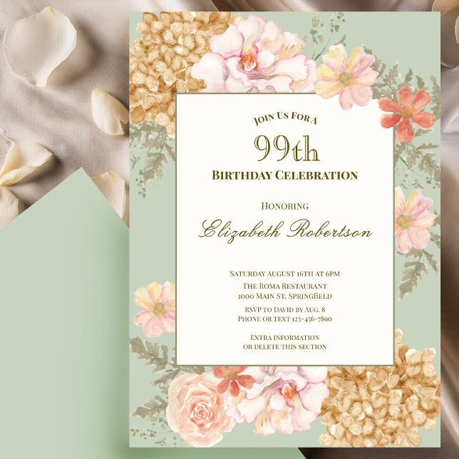 Invitation pour les 99 ans Couleurs d'automne Flor (Créateur téléchargé)