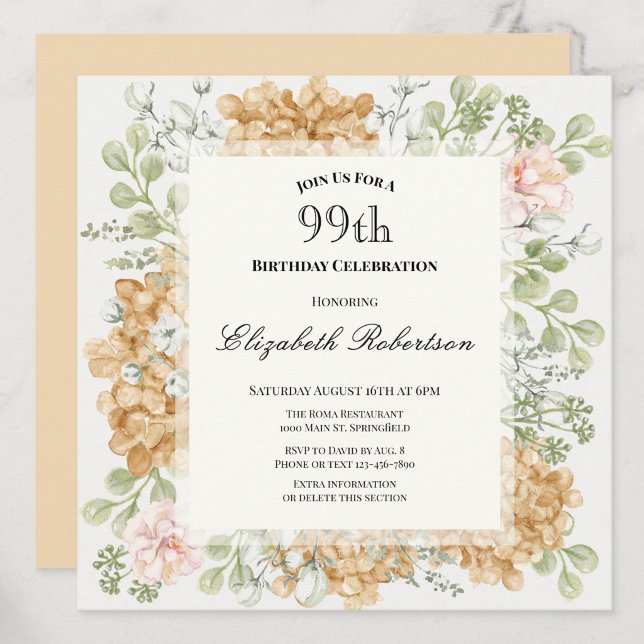 Invitation pour les 99 ans dans des couleurs d'aut (Créateur téléchargé)