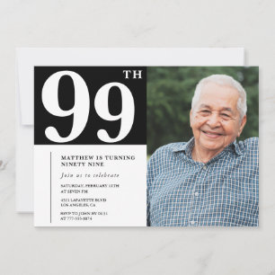 Invitation pour les 99 ans hommes photo noir et bl