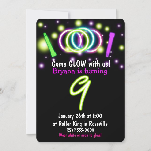 Invitation pour les 9 ans de fête d'anniversaire d (Devant)