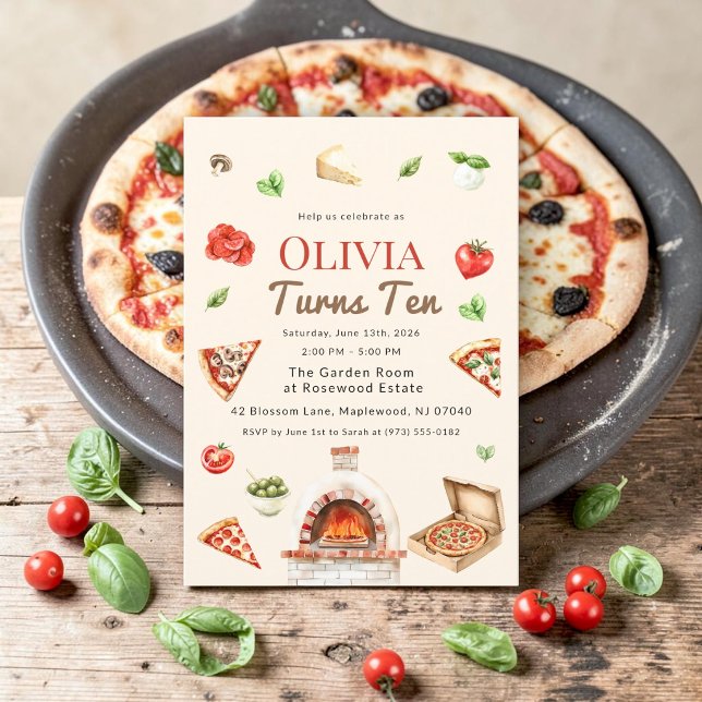Invitation pour les dix ans du four à pizza italie (Créateur téléchargé)