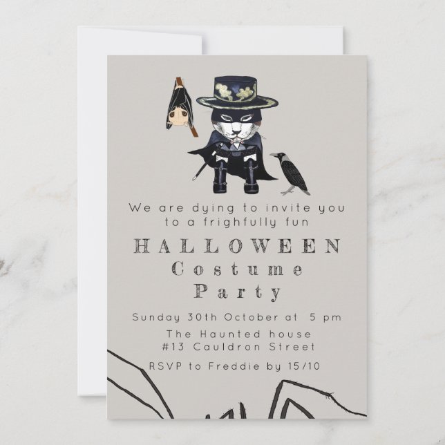 Invitation pour les enfants Halloween costume fête (Dos)