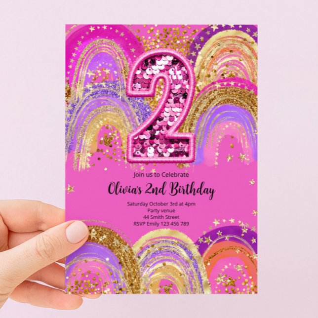 Invitation pour les filles de 2 ans pour leur anni (Créateur téléchargé)
