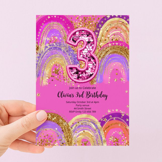 Invitation pour les filles de 3 ans pour leur anni (Créateur téléchargé)