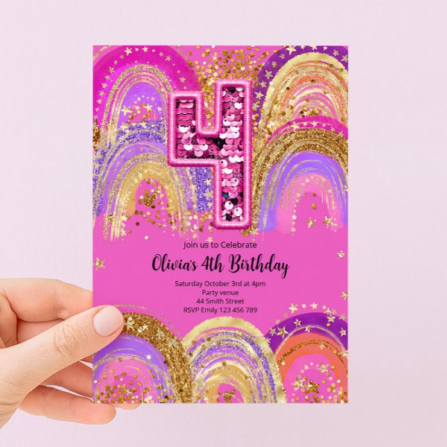 Invitation pour les filles de 4 ans pour leur anni (Créateur téléchargé)