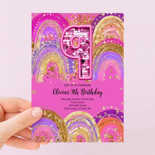 Invitation pour les filles de 9 ans pour leur anni (Créateur téléchargé)