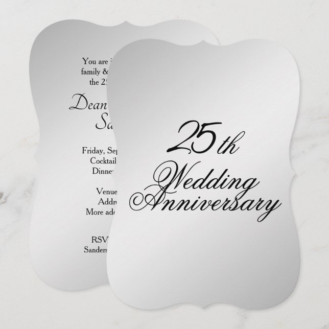 Invitation pour les Noces d'Argent (Devant / Derrière)