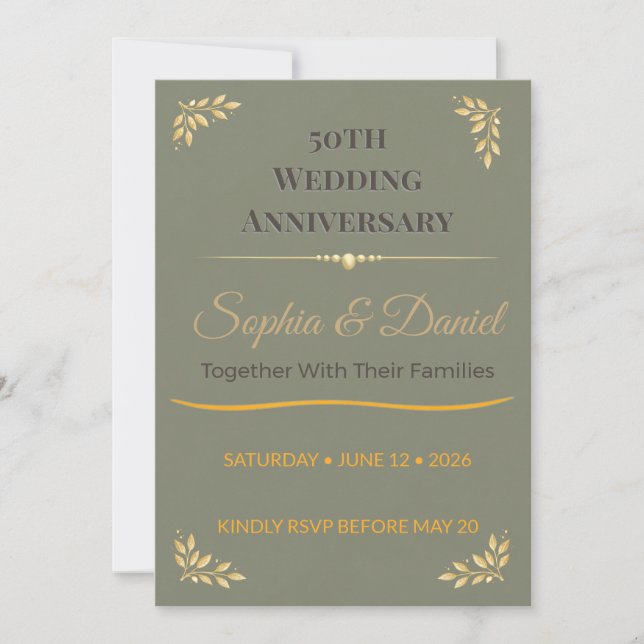 Invitation pour les Noces d'Or | Design Élégant d' (Devant)
