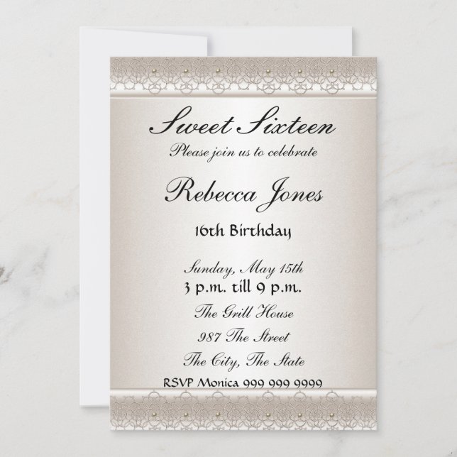 Invitation pour les seize ans doux 16 (Devant)