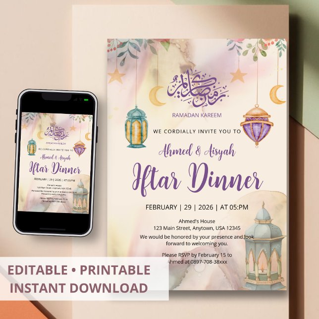 Invitation pour l'Iftar Lanternes Florales à l'Aqu (Créateur téléchargé)