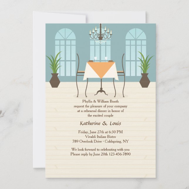Invitation pour l'intérieur d'un restaurant (Devant)