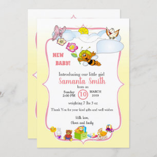 invitation pour l'introduction de bébé, fille