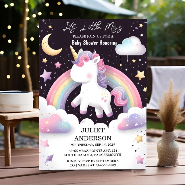 Invitation Pour Llow Space Royal Pony Unicorn Baby Girl Douch (Créateur téléchargé)