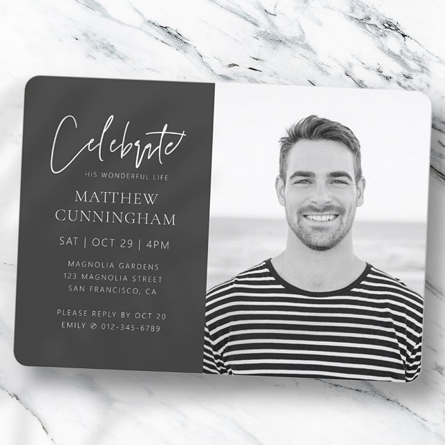 Invitation Pour lui Célébration de la vie moderne simple phot (Créateur téléchargé)