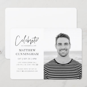 Invitation Pour lui Célébration virtuelle de la vie Photo mod