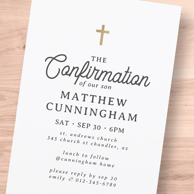 Invitation Pour lui Simple moderne Elegant Cross Confirmation (Créateur téléchargé)
