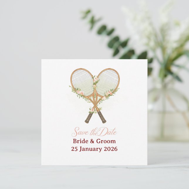 Invitation pour mariage Tennis Save the date (Debout devant)