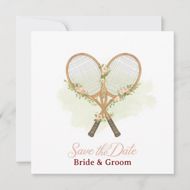Invitation pour mariage Tennis Save the date (Devant)