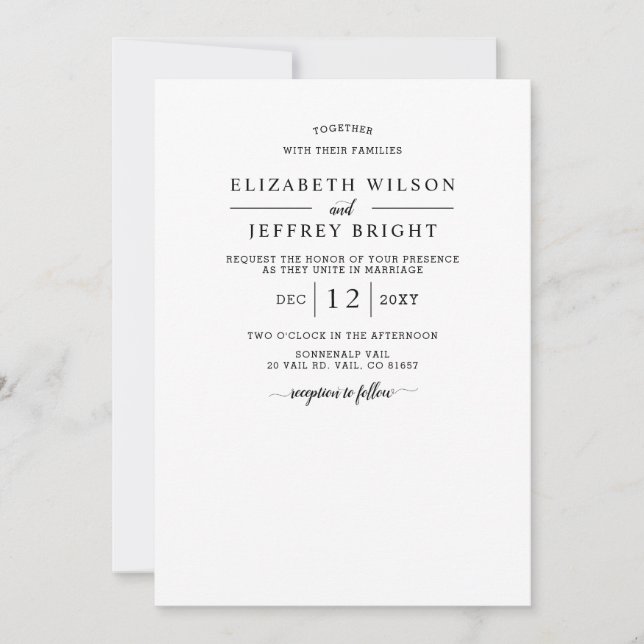 Invitation Pour Mariage Vellum Overlay Mountains (Devant)
