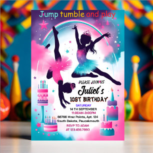 Invitation pour moderne mignonne jump fille gymnastique 10e a