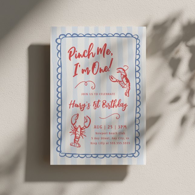 Invitation pour mon 1er anniversaire - Bleu Pinch  (Créateur téléchargé)