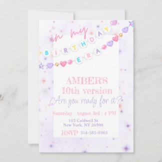 Invitation Pour mon anniversaire Era rose violet Pastel Anniv