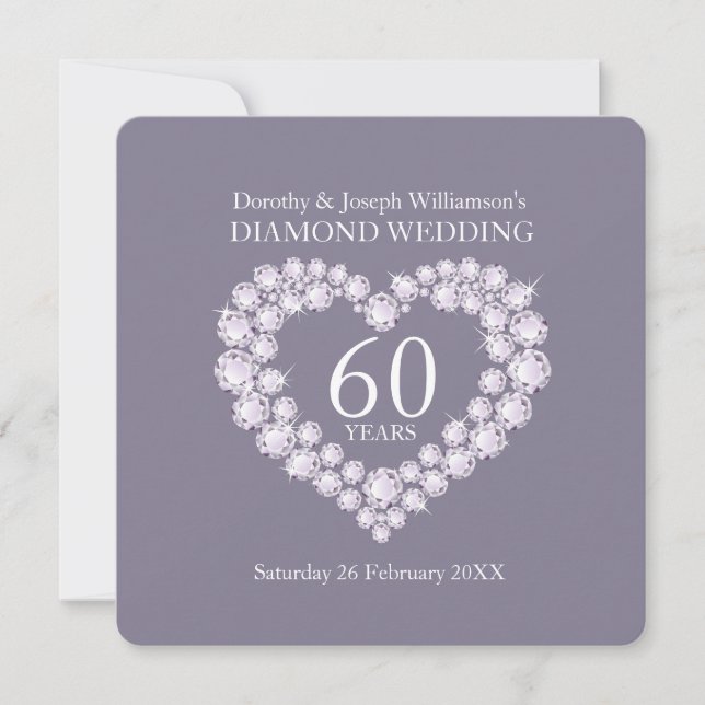 Invitation pour noces de diamant 60 ans en forme d (Devant)