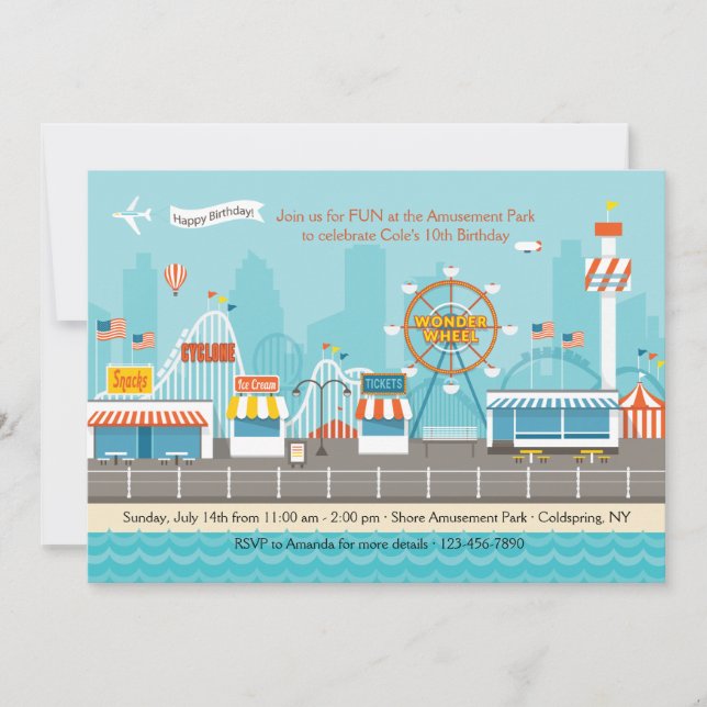 Invitation pour parc d'attractions (Devant)