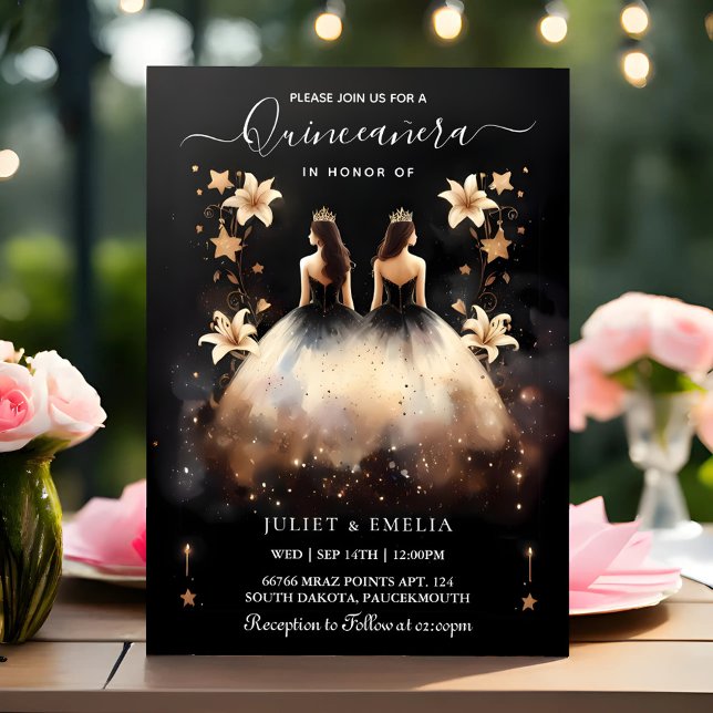 Invitation Pour Plaire Joie Lily Twin Double Joint Quinceaner (Créateur téléchargé)