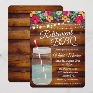 Invitation pour pot de départ en jarre Mason BBQ