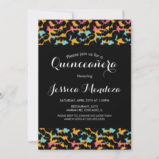 Invitation pour Quinceañera avec impression d'anim (Devant)