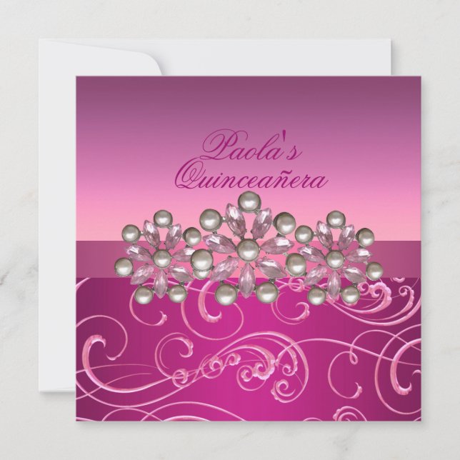 Invitation pour Quinceañera avec tourbillons de pe (Devant)