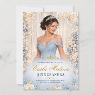 Invitation pour Quinceañera Bleu Poussiéreux pour
