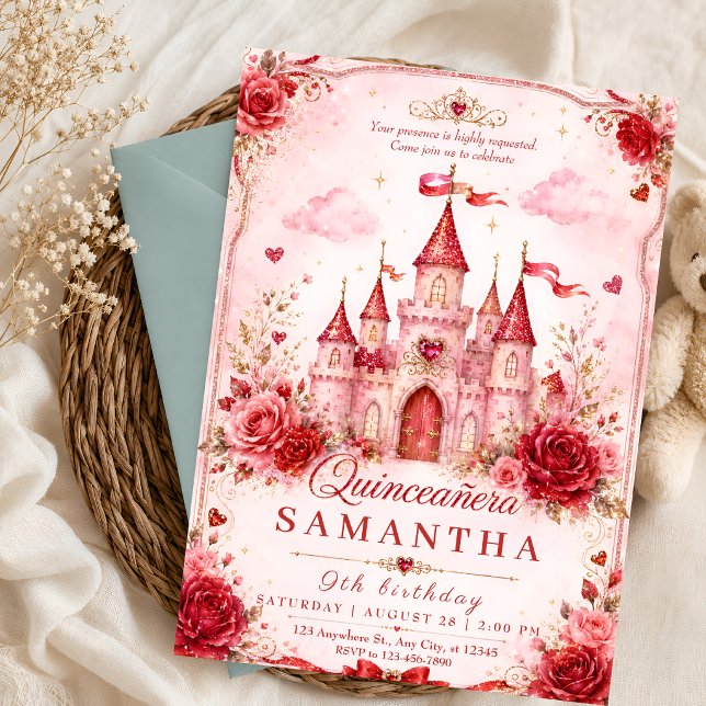 Invitation pour Quinceañera Château Princesse Pail (Créateur téléchargé)