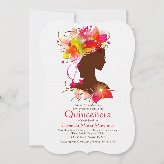 Invitation pour Quinceañera de jeune fille charman (Devant)