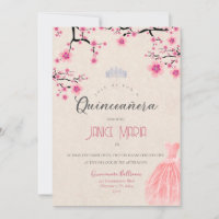 Invitation pour Quinceañera Fleur de Cerisier
