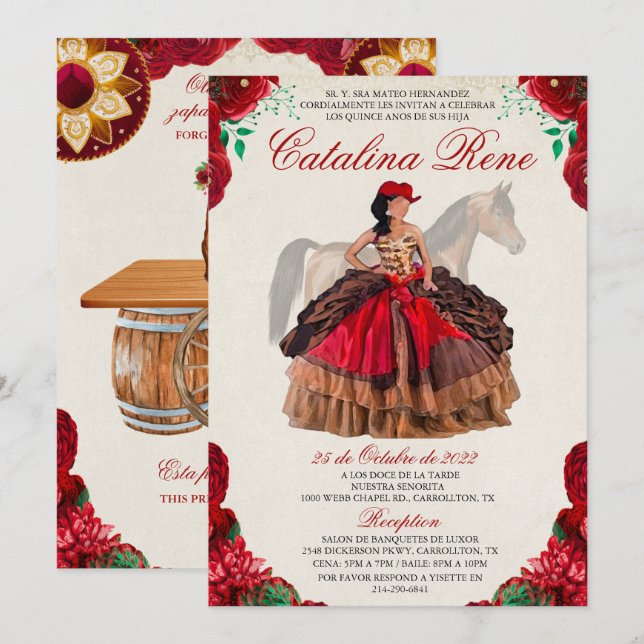 Invitation pour Quinceanera occidentale Quince Ans (Devant / Derrière)