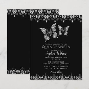Invitation pour Quinceañera Papillons en Dentelle