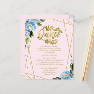 Invitation pour Quinceañera sur budget avec feuill